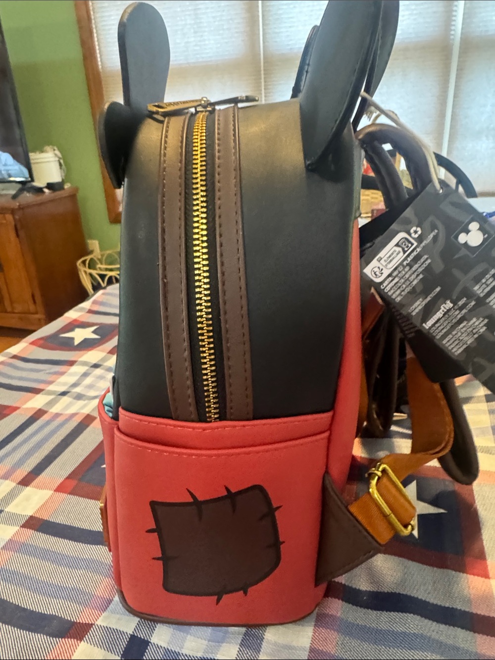 Loungefly Mickey Mouse Mini Backpack in Black, Red, Tan, Blue - Picture 2 of 5
